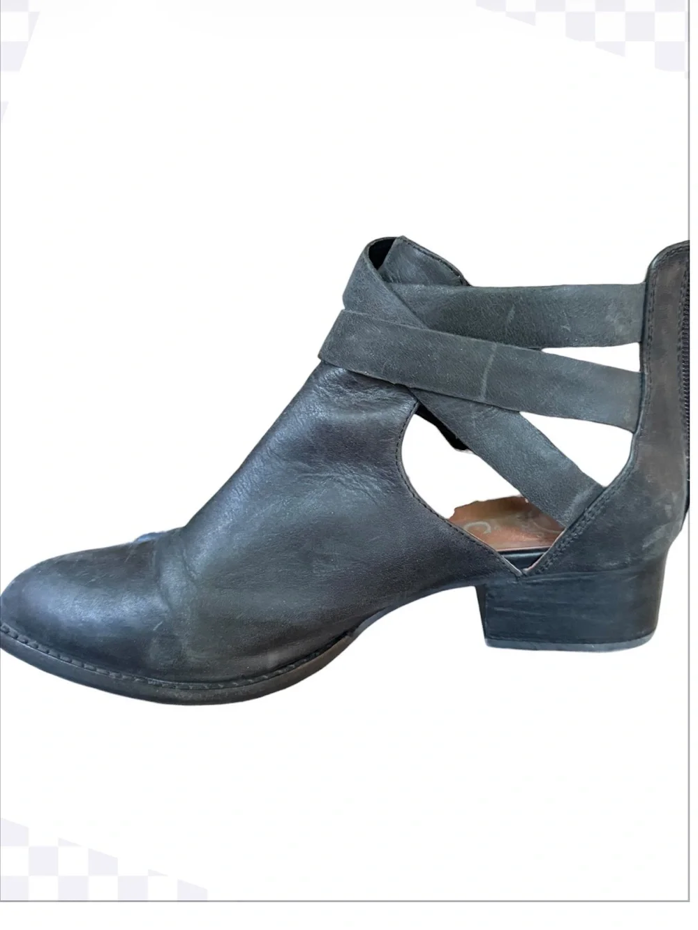 Ibiza Last Jeffrey Campbell Black Leather Cutout Ankle Boots 8.5 Gunmetal Buckle